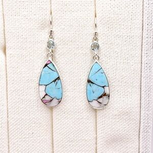 Cotton Candy Turquoise 925 Sterling Silver earrings